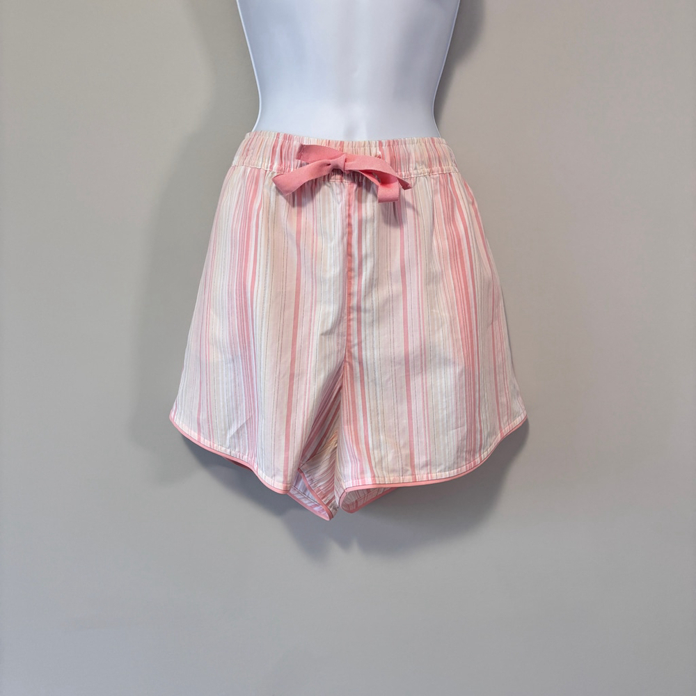 State of Day Women's Pink & White Striped Poplin Boxer Sleep Shorts Pajamas NWT - Picture 5 of 9